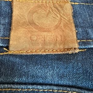 Origins Classic Blue Jeans with Tan Leather Patch
